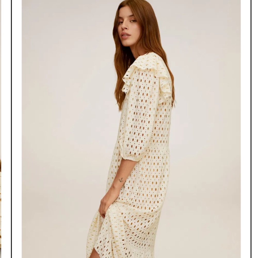 Mango Ruffled Open-Work Dress NWT - Picture 6 of 10